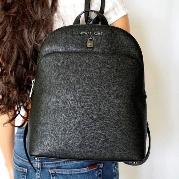 Michael Kors Handbags - NWT Michael Kors Adele Large Pebbled Black  Leather Backpack